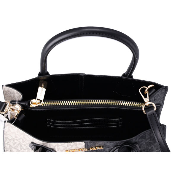 Michael Kors Mercer Medium Messenger Bag Vanilla Black Multi MK Signatue - Picture 5 of 5